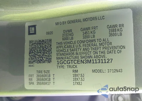 2021 Chevrolet Colorado 4Wd Short Box Lt z USA, uszkodzony, nr VIN 1GCGTCEN3M1131127